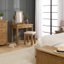 Cotswold Rustic Smoked Oak 2 Drawer Dressing Table Set with Mirror & Stool