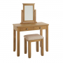 Cotswold Rustic Smoked Oak 2 Drawer Dressing Table Set with Mirror & Stool