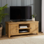 Cotswold Rustic Smoked Oak Widescreen TV Unit Stand – Up to 60” TV Size