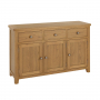 Cotswold Rustic Smoked Oak Large 3 Drawer 3 Door Sideboard