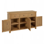 Cotswold Rustic Smoked Oak Large 3 Drawer 3 Door Sideboard