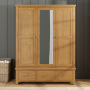 Cotswold Rustic Smoked Oak Triple 3 Door Mirrored Wardrobe with 3 Drawers