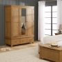 Cotswold Rustic Smoked Oak Triple 3 Door Mirrored Wardrobe with 3 Drawers