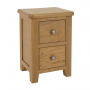 Cotswold Rustic Smoked Oak 2 Drawer Slim Bedside Table