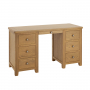 Cotswold Rustic Smoked Oak Large Twin Pedestal Desk