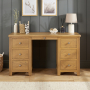 Cotswold Rustic Smoked Oak Large Twin Pedestal Desk