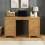 Cotswold Rustic Smoked Oak Large Twin Pedestal Desk