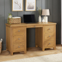 Cotswold Rustic Smoked Oak Large Twin Pedestal Desk