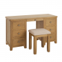 Cotswold Rustic Smoked Oak Twin Pedestal Dressing Table Set with Stool