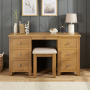 Cotswold Rustic Smoked Oak Twin Pedestal Dressing Table Set with Stool