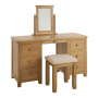 Cotswold Rustic Smoked Oak Twin Pedestal Dressing Table Set with Stool & Mirror