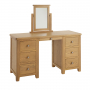 Cotswold Rustic Smoked Oak Twin Pedestal Dressing Table Set with Mirror