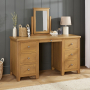 Cotswold Rustic Smoked Oak Twin Pedestal Dressing Table Set with Mirror