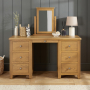 Cotswold Rustic Smoked Oak Twin Pedestal Dressing Table Set with Mirror