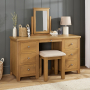 Cotswold Rustic Smoked Oak Twin Pedestal Dressing Table Set with Stool & Mirror