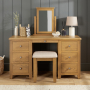 Cotswold Rustic Smoked Oak Twin Pedestal Dressing Table Set with Stool & Mirror