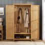 Cotswold Rustic Smoked Oak Double Hallway Coat & Shoe Cupboard