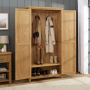 Cotswold Rustic Smoked Oak Double Hallway Coat & Shoe Cupboard