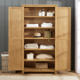 Cotswold Rustic Smoked Oak Double Shaker Linen Cupboard