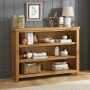 Cotswold Rustic Smoked Oak Wide Low Bookcase