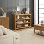 Cotswold Rustic Smoked Oak Wide Low Bookcase