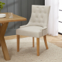 Cotswold Rustic Smoked Oak 1.8m Dining Table with Scoop Linen Dining Chairs x 4 qty