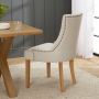 Cotswold Rustic Smoked Oak 1.8m Dining Table with Scoop Linen Dining Chairs x 4 qty