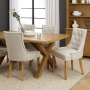 Cotswold Rustic Smoked Oak 1.8m Dining Table with Scoop Linen Dining Chairs x 4 qty