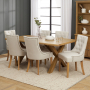 Cotswold Rustic Smoked Oak 1.8m Dining Table with Scoop Linen Dining Chairs x 6 qty