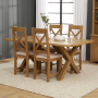 Cotswold Rustic Smoked Oak 1.8m Dining Table with Oak Dining Chairs x 4 qty