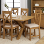 Cotswold Rustic Smoked Oak 1.8m Dining Table with Oak Dining Chairs x 4 qty