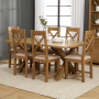 Cotswold Rustic Smoked Oak 1.8m Dining Table with Oak Dining Chairs x 6 qty