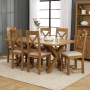 Cotswold Rustic Smoked Oak 1.8m Dining Table with Oak Dining Chairs x 6 qty