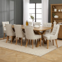 Cotswold Rustic Smoked Oak 2.2m Dining Table with Scoop Linen Dining Chairs x 8 qty