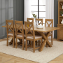 Cotswold Rustic Smoked Oak 2.2m Dining Table with Oak Dining Chairs x 6 qty