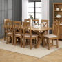 Cotswold Rustic Smoked Oak 2.2m Dining Table with Oak Dining Chairs x 8 qty