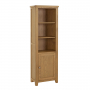 Cotswold Rustic Smoked Oak Tall Narrow Bookcase with 1 Door Cupboard