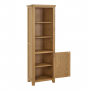 Cotswold Rustic Smoked Oak Tall Narrow Bookcase with 1 Door Cupboard