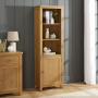 Cotswold Rustic Smoked Oak Tall Narrow Bookcase with 1 Door Cupboard