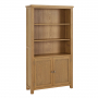 Cotswold Rustic Smoked Oak Tall Wide Bookcase with 2 Door Cupboard