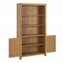 Cotswold Rustic Smoked Oak Tall Wide Bookcase with 2 Door Cupboard