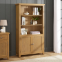 Cotswold Rustic Smoked Oak Tall Wide Bookcase with 2 Door Cupboard