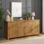 Cotswold Rustic Smoked Oak Extra Large 4 Drawer 4 Door Sideboard