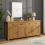 Cotswold Rustic Smoked Oak Extra Large 4 Drawer 4 Door Sideboard