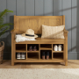 Cotswold Rustic Smoked Oak Monks Hallway Bench with Shoe Storage