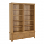 Cotswold Rustic Smoked Oak Grand Double Library Bookcase with 2 Drawers