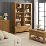 Cotswold Rustic Smoked Oak Grand Double Library Bookcase with 2 Drawers