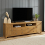 Cotswold Rustic Smoked Oak XXL Widescreen TV Unit Stand – Up to 100” TV Size