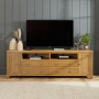 Cotswold Rustic Smoked Oak XXL Widescreen TV Unit Stand – Up to 100” TV Size