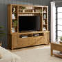 Cotswold Rustic Smoked Oak XXL Widescreen TV Media Storage Wall Unit - Up to 60" TV Size